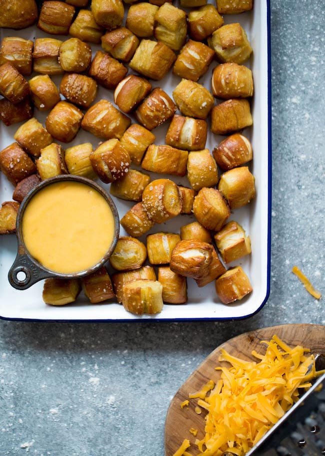 Soft Pretzel Bites Recipe on twopeasandtheirpod.com These soft pretzel bites are fun to make at home and great for parties! Soft Pretzel Bites Recipe