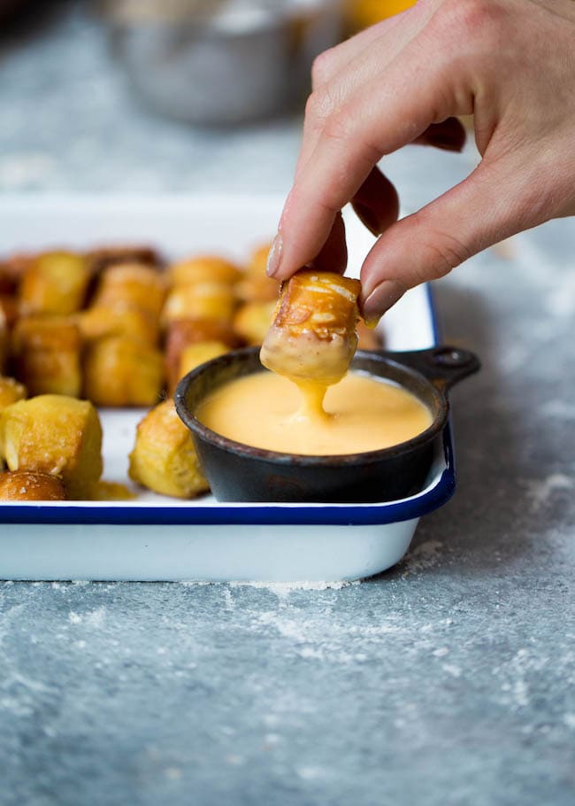 Soft Pretzel Bites Recipe on twopeasandtheirpod.com These soft pretzel bites are fun to make at home and great for parties! Soft Pretzel Bites Recipe