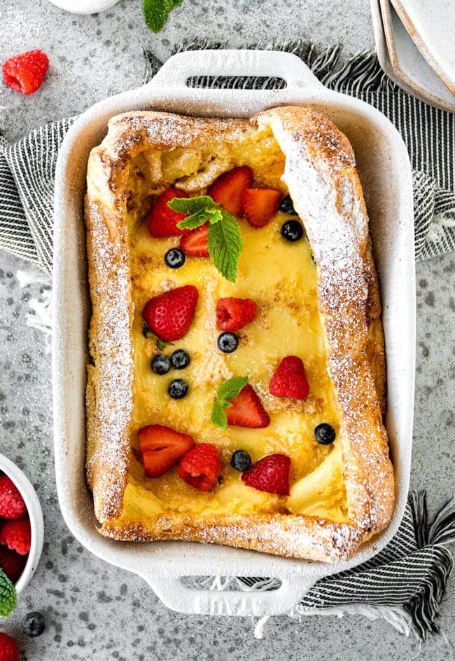 German pancakes in pan.