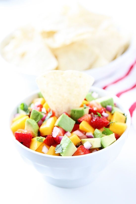 Strawberry Mango Salsa Recipe on twopeasandtheirpod.com Love this simple, fresh, and healthy salsa! Strawberry Mango Salsa Recipe