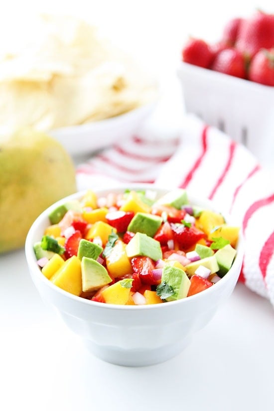 Strawberry Mango Salsa Recipe on twopeasandtheirpod.com Love this simple and fresh salsa! It's perfect for spring and summer snacking! Strawberry Mango Salsa Recipe