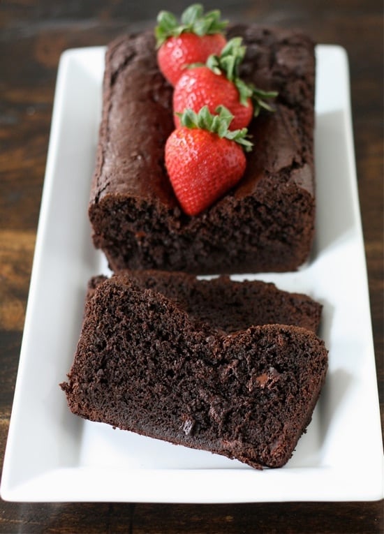 Double Chocolate Loaf Cake on twopeasandtheirpod.com Love this easy and decadent loaf cake! Double Chocolate Loaf Cake Recipe