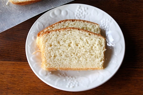 brioche4 Slices of Homemade Brioche Bread on Plate