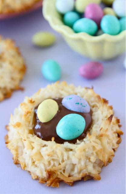 Coconut Macaroon Nutella Nest Cookies on www.twopeasandtheirpod.com Nest Cookies