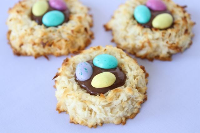Coconut Macaroon Nutella Nest Cookies on www.twopeasandtheirpod.com Easy and fun for Easter! Nest Cookie Recipe for Easter