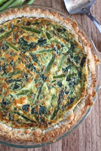Asparagus, Spinach & Feta Quiche on www.twopeasandtheirpod.com