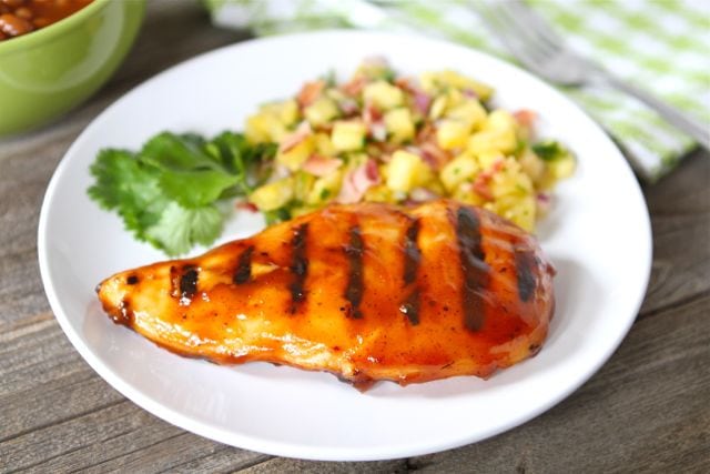 BBQ Chicken with Pineapple Bacon Salsa-Two Peas & Their Pod