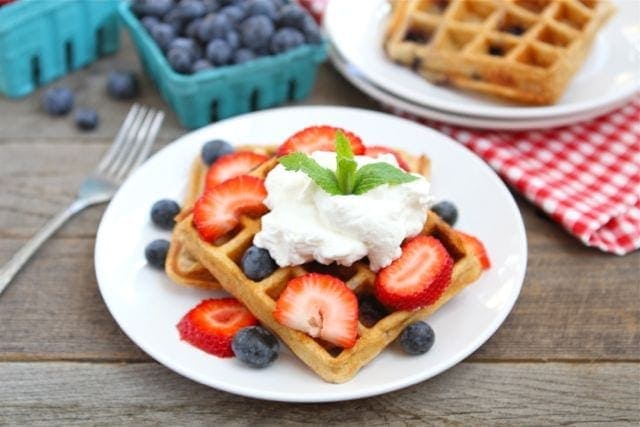Blueberry Yogurt Waffles (Two Peas and Their Pod)
