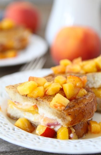 Peaches & Cream Stuffed French Toast from Two Peas and Their Pod