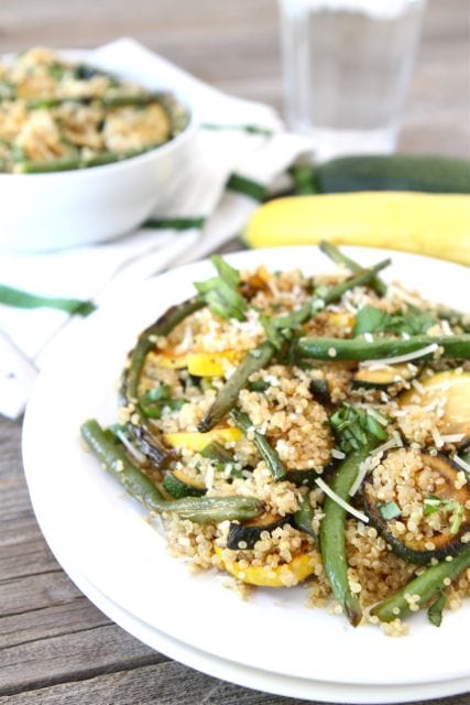 Quinoa with Grilled Summer Squash & Green Beans | www.twopeasandtheirpod.com