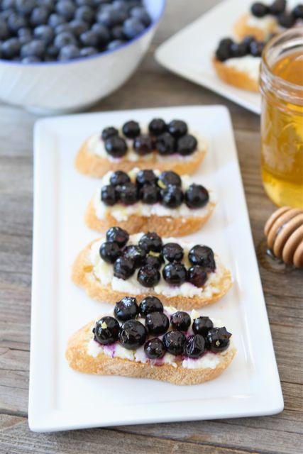 Roasted Blueberry Ricotta Crostini from Two Peas and Their Pod