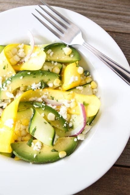 Zucchini Ribbon Salad with Sweet Corn & Avocado-Two Peas and Their Pod
