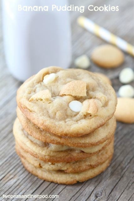 Banana Pudding Cookies If you like banana pudding you will LOVE these banana pudding cookies! They are a fun dessert! Banana Pudding Cookies stack