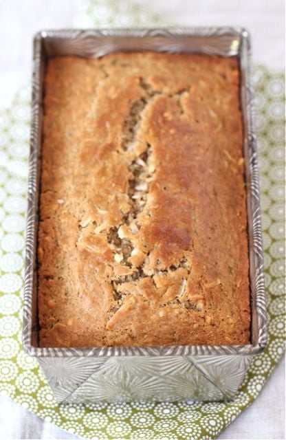 Zucchini Coconut Bread made with coconut oil and Greek yogurt from Two Peas and Their Pod