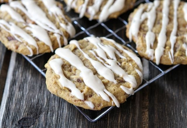 Pumpkin Toffee Cookies with Salted Caramel Glaze from Two Peas and Their Pod (www.twopeasandtheirpod.com) #recipe #pumpkin