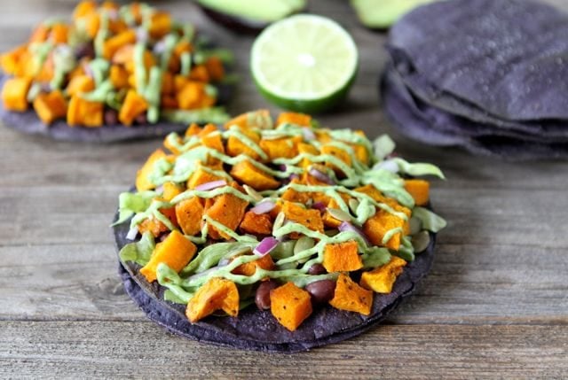 Butternut Squash Black Bean Tostadas from www.twopeasandtheirpod.com