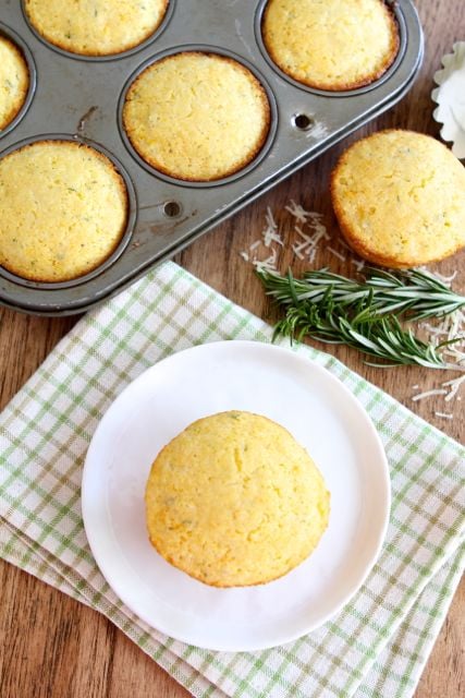 Cheddar Rosemary Corn Muffins from www.twopeasandtheirpod.com