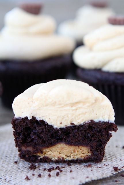 Chocolate Peanut Butter Cup Cupcakes from www.twopeasandtheirpod.com #recipe