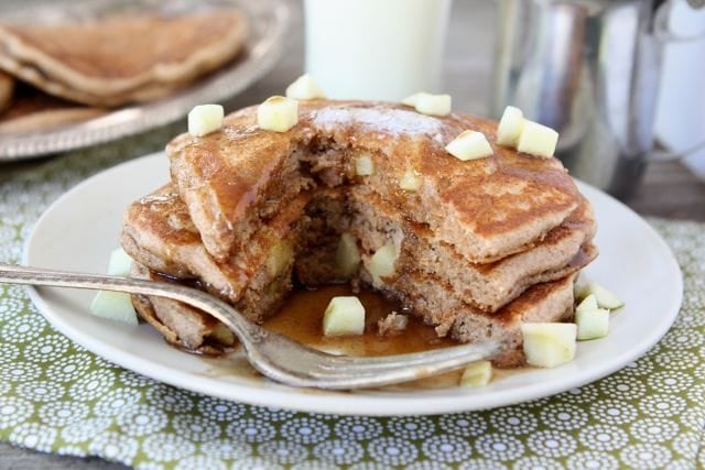 Whole Wheat Apple Cinnamon Pancakes with Cinnamon Syrup | Two Peas and Their Pod #recipe