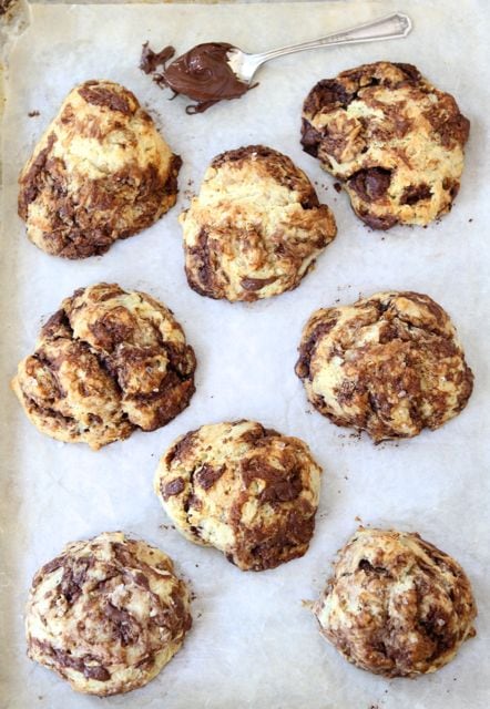 Nutella Drop Biscuits-easy biscuits swirled with Nutella from www.twopeasandtheirpod.com #recipe #Nutella