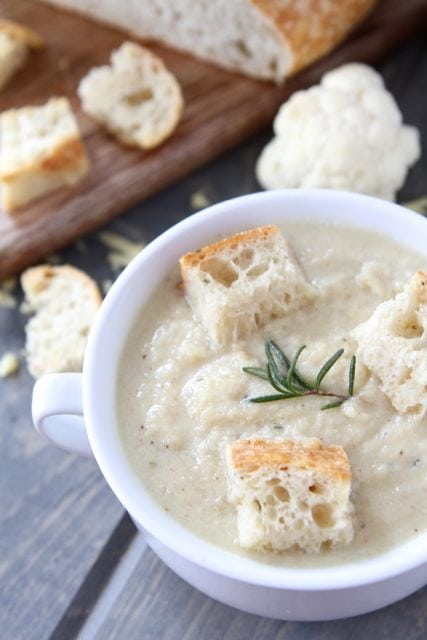 Roasted Cauliflower & Cheddar Soup from www.twopeasandtheirpod.com #recipe #vegetarian