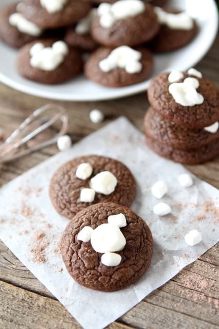 Mini Hot Cocoa Cookie Recipe from www.twopeasandtheirpod.com #cookies #recipe