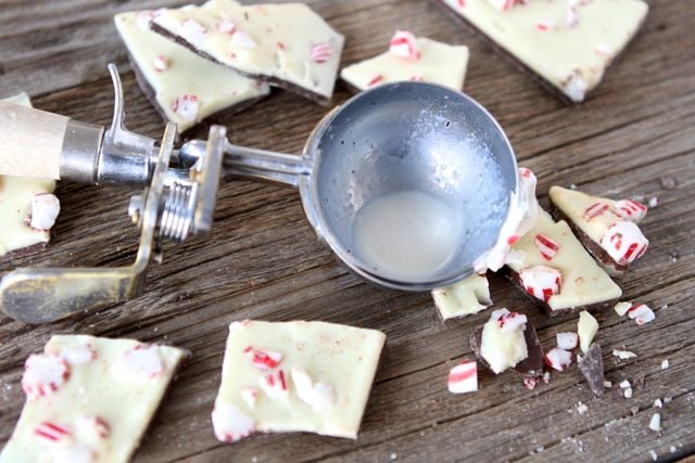 Peppermint Bark Milkshake from www.twopeasandtheirpod.com #Christmas #recipe