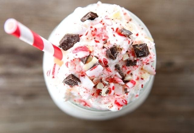 Peppermint Bark Milkshake from www.twopeasandtheirpod.com #recipe #drink #holiday