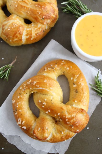 Rosemary Sea Salt Pretzels from www.twopeasandtheirpod.com #recipe