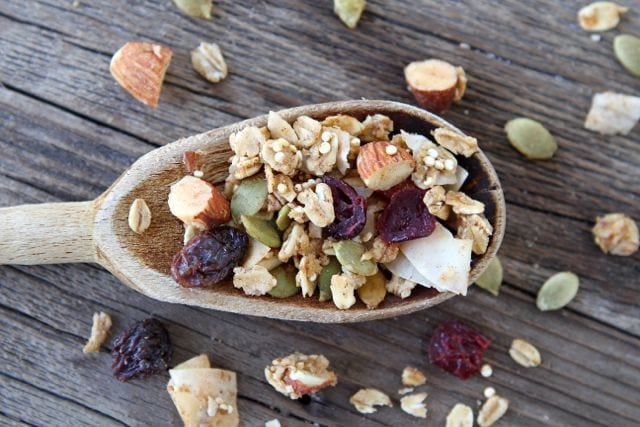 Crunchy Quinoa Granola-Recipe from www.twopeasandtheirpod.com