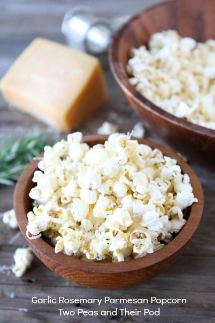 Garlic Rosemary Parmesan Popcorn from www.twopeasandtheirpod.com Garlic Rosemary Parmesan Popcorn