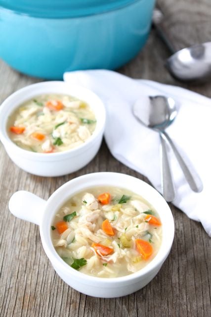 Lemon Chicken Orzo Soup from www.twopeasandtheirpod.com #recipe