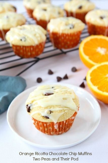 Orange Ricotta Chocolate Chip Muffins from www.twopeasandtheirpod.com #recipe