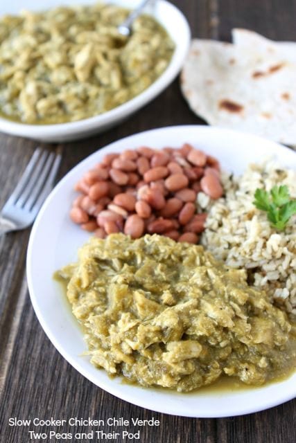 Slow Cooker Chicken Chile Verde from www.twopeasandtheirpod.com #recipe