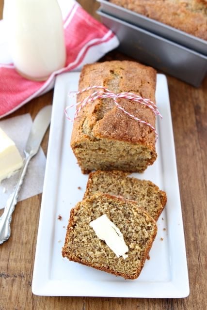 Whole Wheat Roasted Banana Bread via www.twopeasandtheirpod.com #recipe