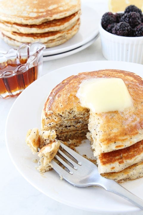 Lemon Poppy Seed Greek Yogurt Pancake Recipe on www.twopeasandtheirpod.com Lemon-Poppy-Seed-Yogurt-Pancakes-5