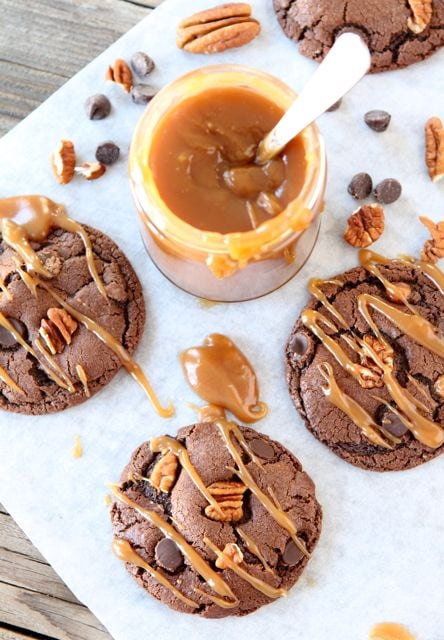 Chocolate Turtle Cookies from www.twopeasandtheirpod.com chocolate-turtle-cookies