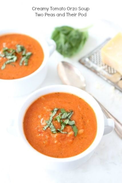 Creamy Tomato Orzo Soup made with Greek Yogurt from www.twopeasandtheirpod.com Creamy Tomato Orzo Soup made with Greek Yogurt from www.twopeasandtheirpod.com