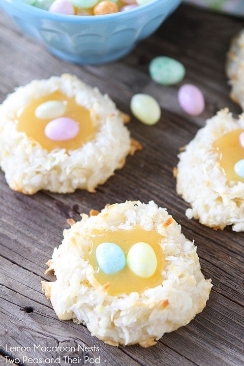 Coconut Lemon Macaroon Nests Recipe on www.twopeasandtheirpod.com Lemon-Macaroon-Nests-4