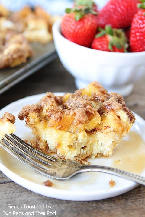 Baked French Toast Muffins with Streusel Topping on twopeasandtheirpod.com Baked French Toast Muffins with Streusel Topping on twopeasandtheirpod.com