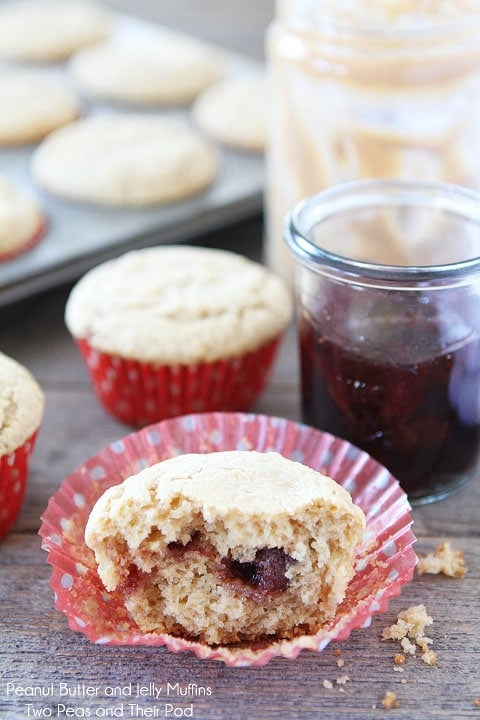 Peanut Butter and Jelly Muffins on www.twopeasandtheirpod.com peanut-butter-and-jelly-muffins2