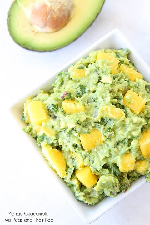 Easy Mango Guacamole Recipe on twopeasandtheirpod.com So fresh and tasty! Mango-Guacamole-Recipe-1