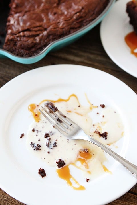 Salted Caramel Skillet Brownies on www.twopeasandtheirpod.com Salted-Caramel-Skillet-Brownies-11