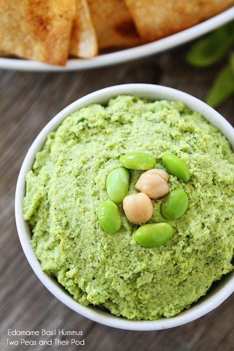 Edamame Basil Hummus Recipe on twopeasandtheirpod.com Edamame Basil Hummus Recipe on twopeasandtheirpod.com