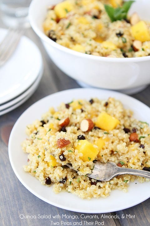 Quinoa Salad with Mango, Currants, Almonds, & Mint Recipe on twopeasandtheirpod.com This gluten-free and vegan salad is simple to make and so delicious! Quinoa Salad with Mango, Currants, Almonds, & Mint Recipe on twopeasandtheirpod.com This gluten-free and vegan salad is simple to make and so delicious!