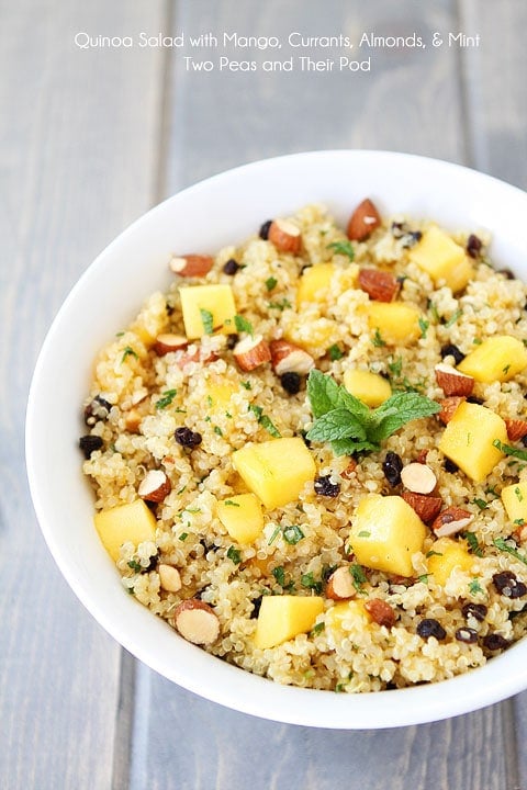 Quinoa Salad with Mango, Currants, Almonds, & Mint Recipe on twopeasandtheirpod.com Quinoa Salad with Mango, Currants, Almonds, & Mint Recipe on twopeasandtheirpod.com
