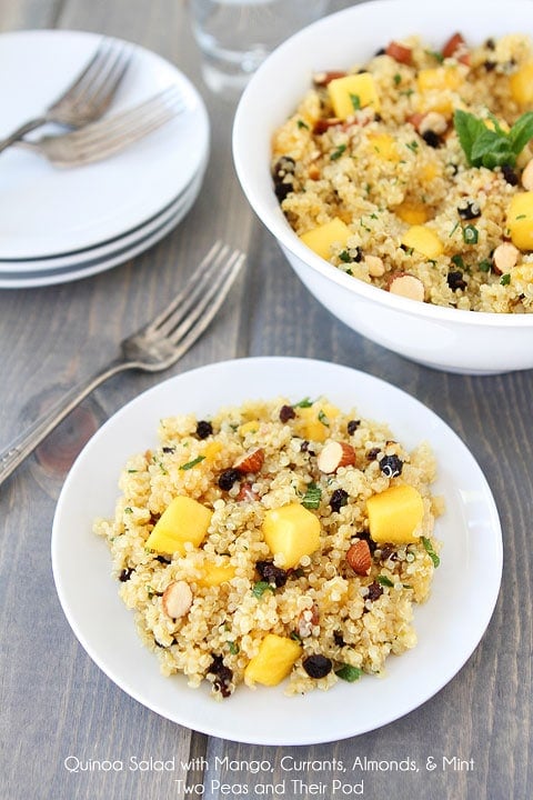Easy Quinoa Salad with Mango, Currants, Almonds, & Mint Recipe on twopeasandtheirpod.com Easy Quinoa Salad with Mango, Currants, Almonds, & Mint Recipe on twopeasandtheirpod.com