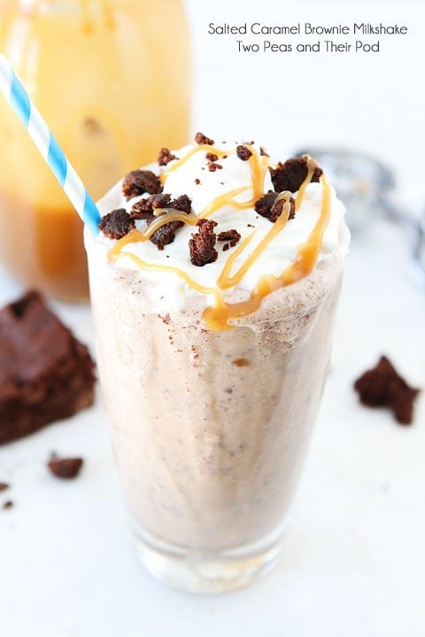 Salted Caramel Brownie Milkshake Recipe on twopeasandtheirpod.com The ULTIMATE shake! Salted Caramel Brownie Milkshake Recipe on twopeasandtheirpod.com The ULTIMATE shake!