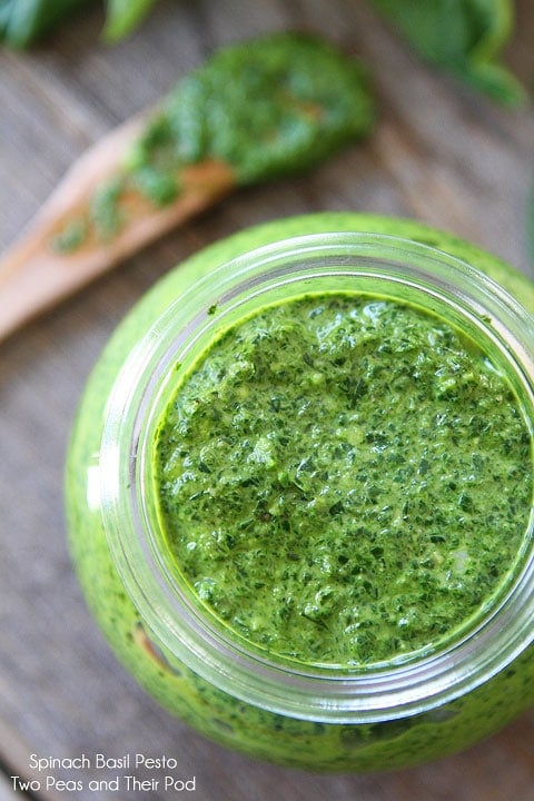 Nut free basil pesto is easy to make and goes great with pasta Nut free pesto with basil and spinach
