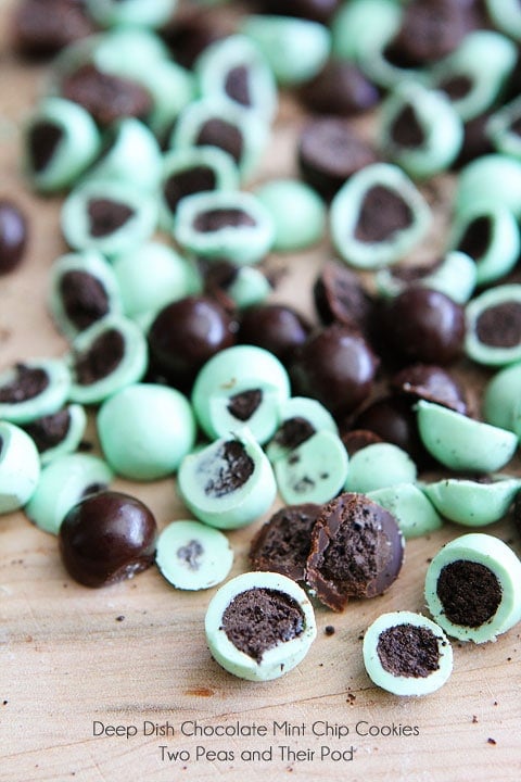 Check out this recipe for Deep Dish Chocolate Mint Chip Cookies on twopeasandtheirpod.com Check out this recipe for Deep Dish Chocolate Mint Chip Cookies on twopeasandtheirpod.com